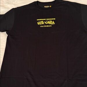 Black Graphic Tee with Yellow Print